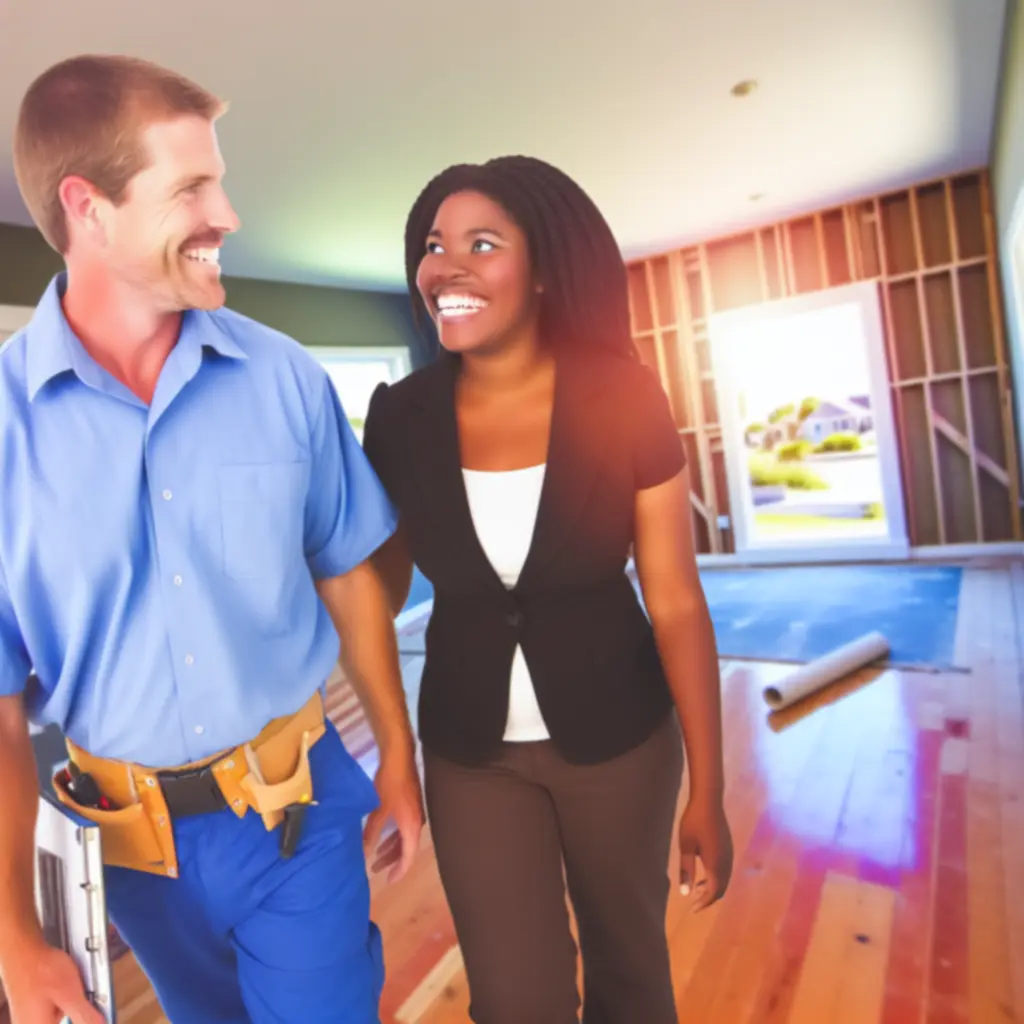 Client walkthrough reviewing progress on a domestic construction project