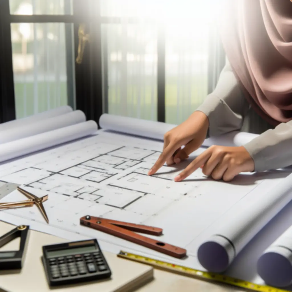 Architectural blueprints and design plans for a home construction project