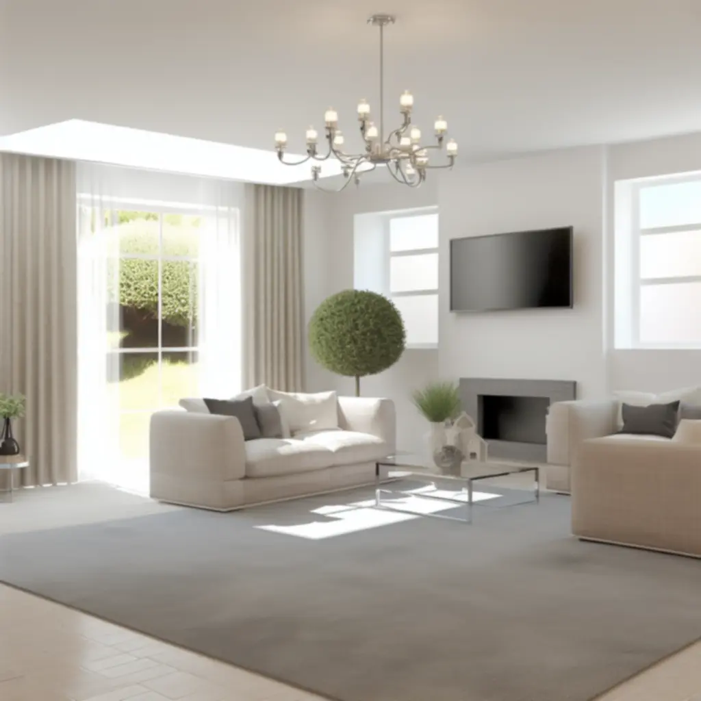 Bright modern home interior with large windows and natural light